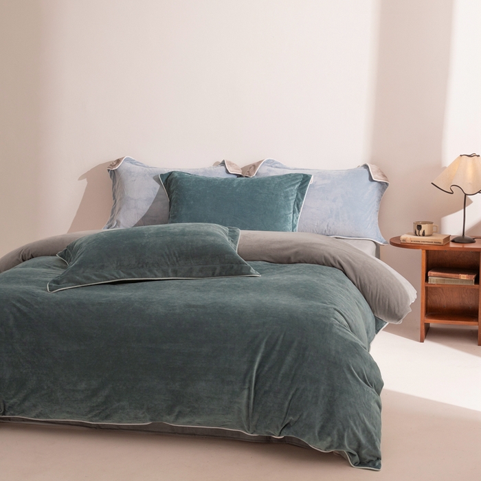 91家纺网 家纺一手货源 找家纺 安力森/诚臻酒店用品 2025新款麻绳婴儿绒四件套秋冬加厚亲肤保暖卧室床品套件 神秘灰-浅灰