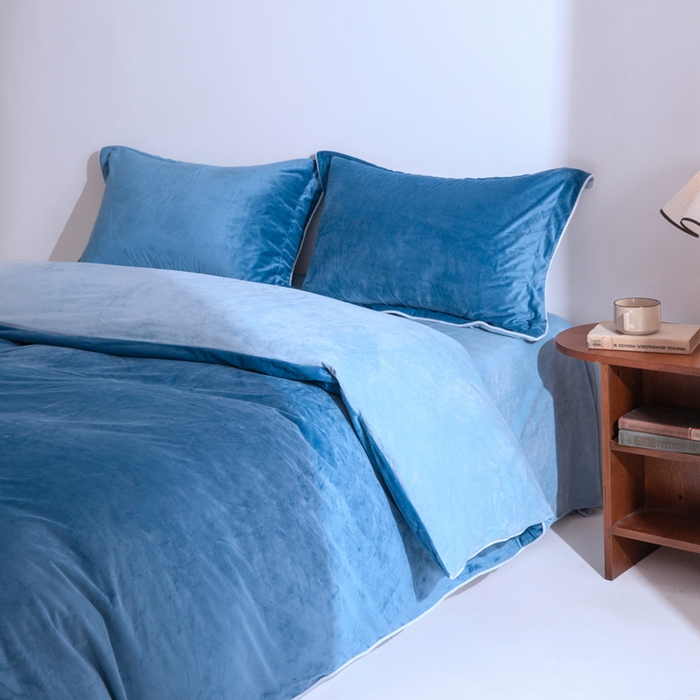 91家纺网 家纺一手货源 找家纺 安力森/诚臻酒店用品 2025新款麻绳婴儿绒四件套秋冬加厚亲肤保暖卧室床品套件 雾兰-浅蓝