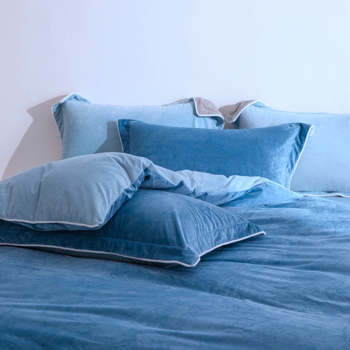 91家纺网 家纺一手货源 找家纺 安力森/诚臻酒店用品 2025新款麻绳婴儿绒四件套秋冬加厚亲肤保暖卧室床品套件 雾兰-浅蓝