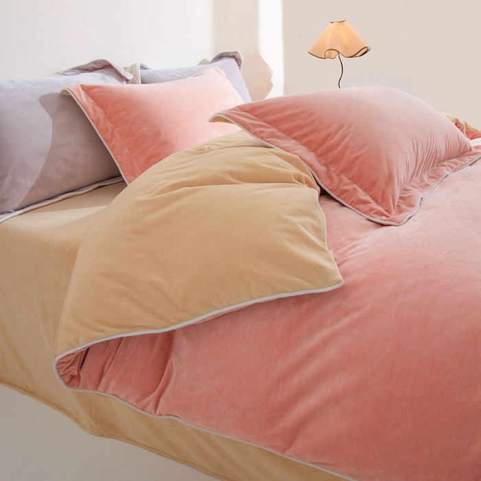 91家纺网 家纺一手货源 找家纺 安力森/诚臻酒店用品 2025新款麻绳婴儿绒四件套秋冬加厚亲肤保暖卧室床品套件 橘粉-乳酪