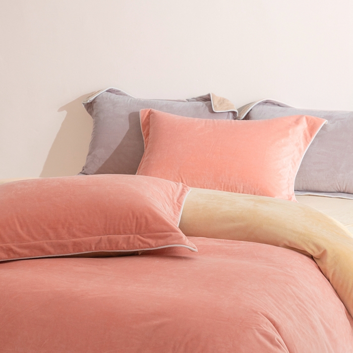 91家纺网 家纺一手货源 找家纺 安力森/诚臻酒店用品 2025新款麻绳婴儿绒四件套秋冬加厚亲肤保暖卧室床品套件 橘粉-乳酪