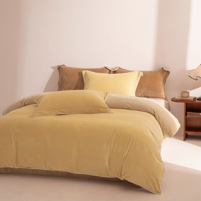 91家纺网 家纺一手货源 找家纺 安力森/诚臻酒店用品 2025新款麻绳婴儿绒四件套秋冬加厚亲肤保暖卧室床品套件 乳酪-米咖