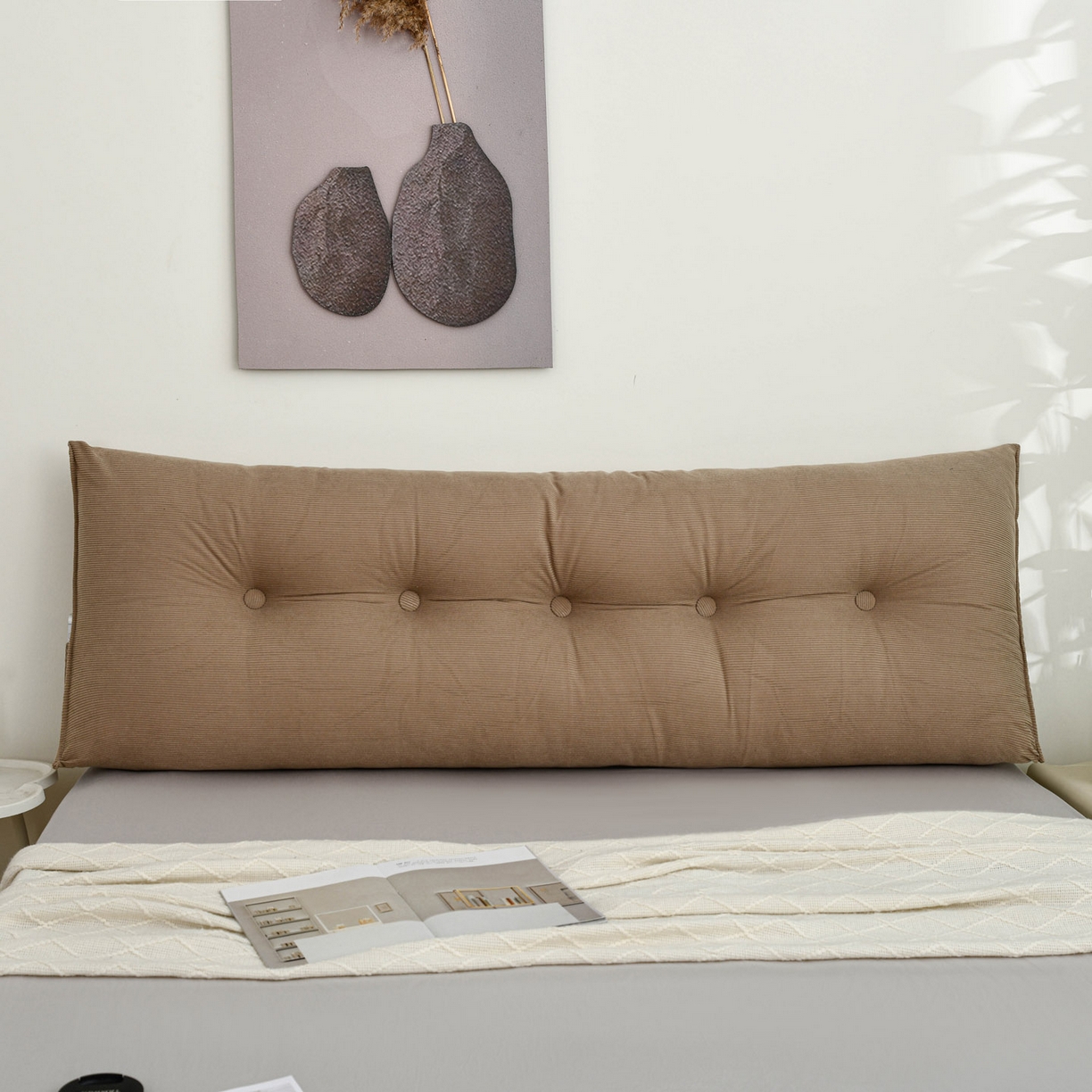 91家纺网 家纺一手货源 找家纺 美达人 2025新款灯芯绒三角靠背 灯芯绒-咖色-三角