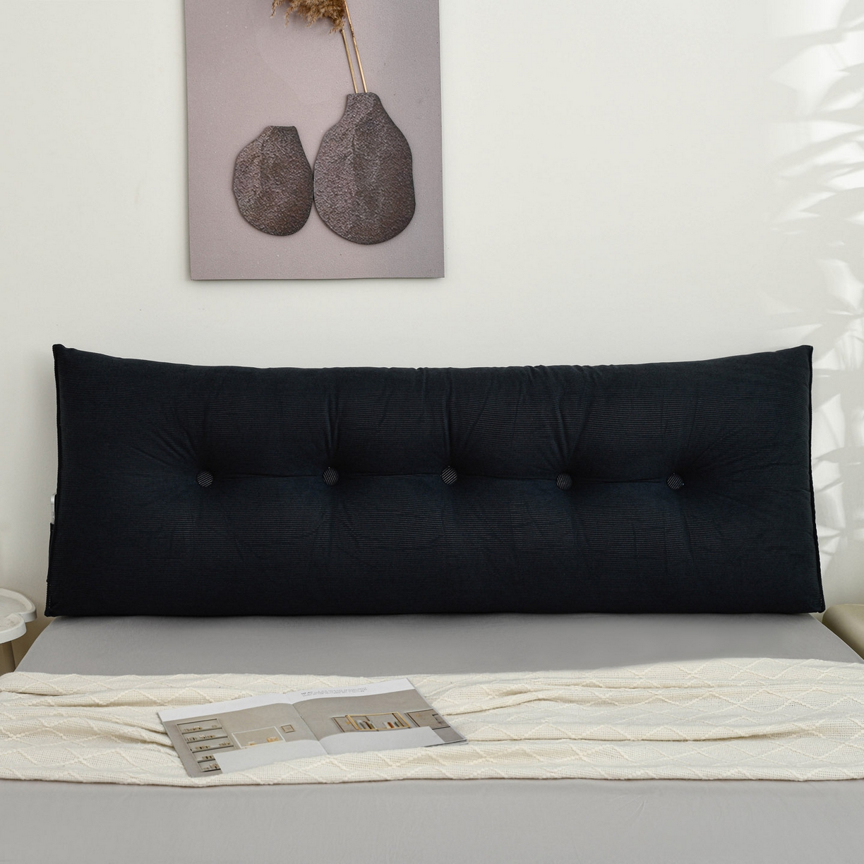 91家纺网 家纺一手货源 找家纺 美达人 2025新款灯芯绒三角靠背 灯芯绒-黑色-三角