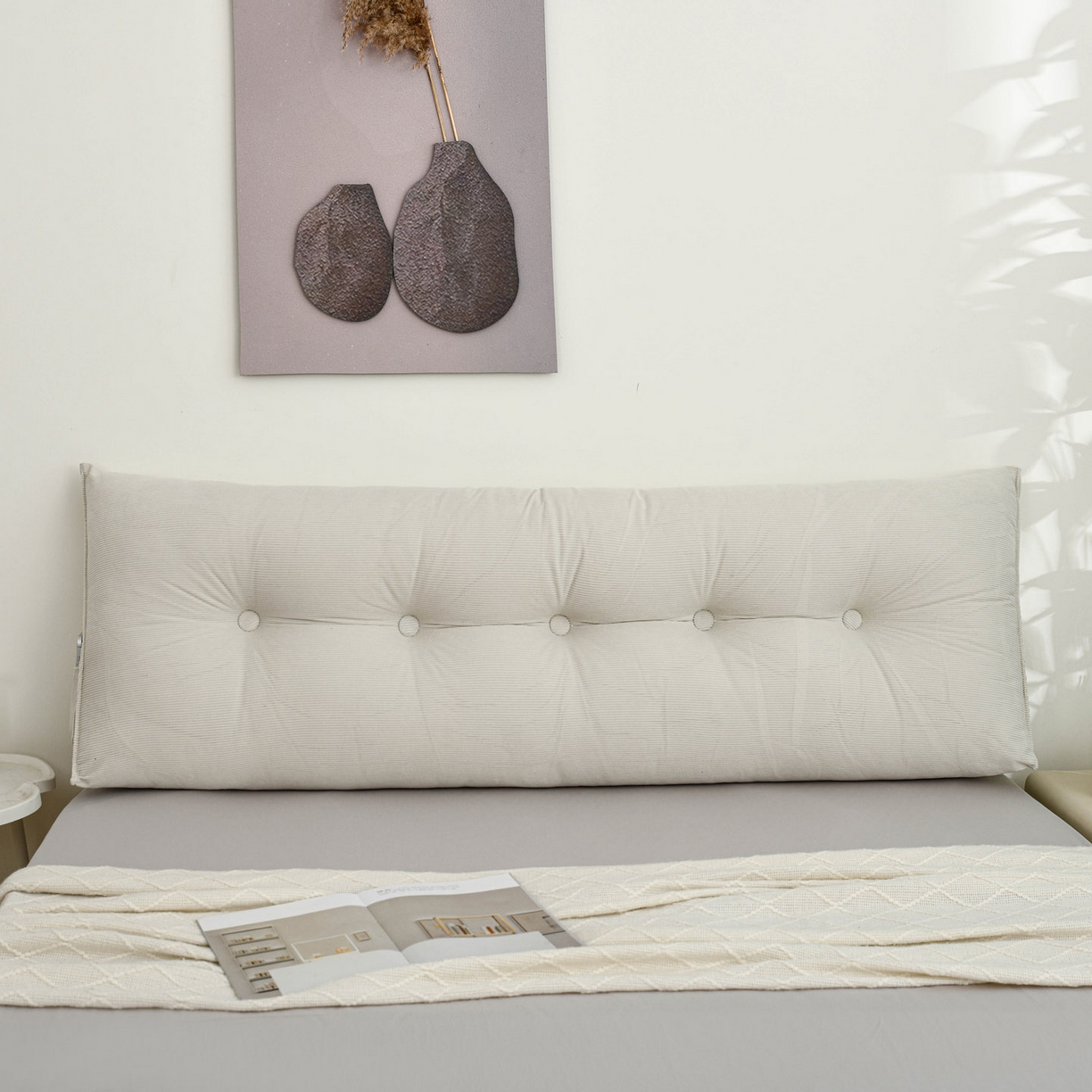 91家纺网 家纺一手货源 找家纺 美达人 2025新款灯芯绒三角靠背 灯芯绒-米白色-三角