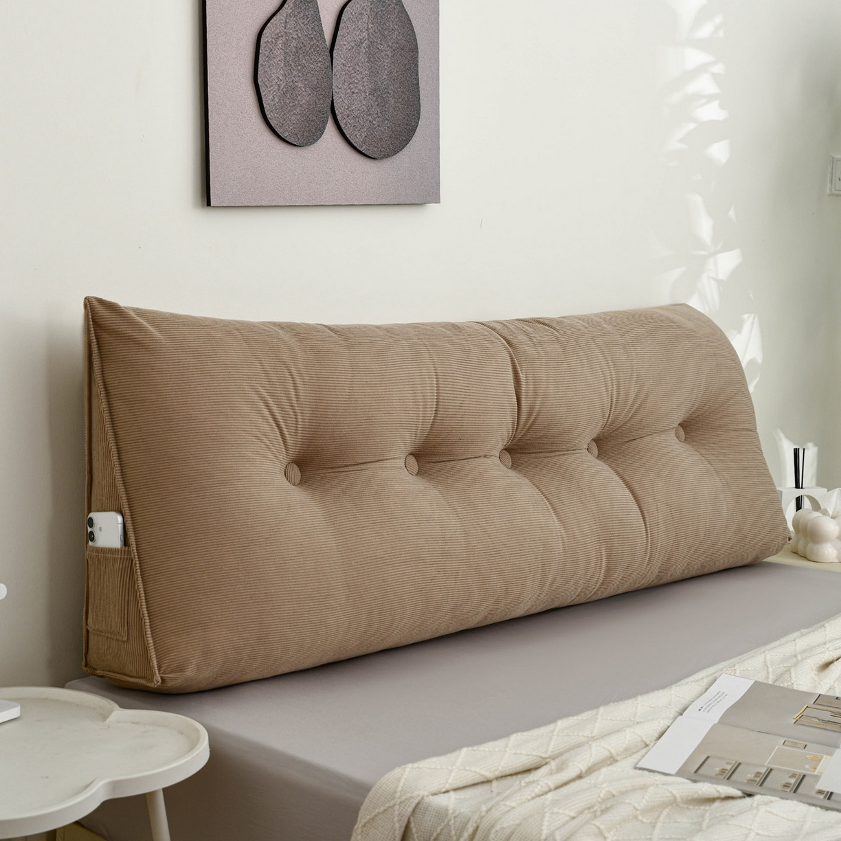 91家纺网 家纺一手货源 找家纺 美达人 2025新款灯芯绒三角靠背 灯芯绒-咖色-三角