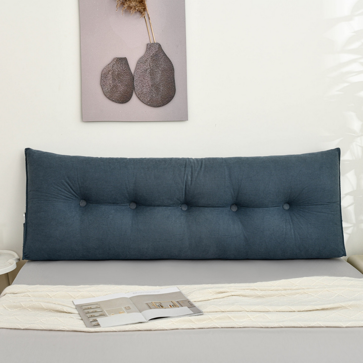 91家纺网 家纺一手货源 找家纺 美达人 2025新款灯芯绒三角靠背 灯芯绒-蓝色-三角