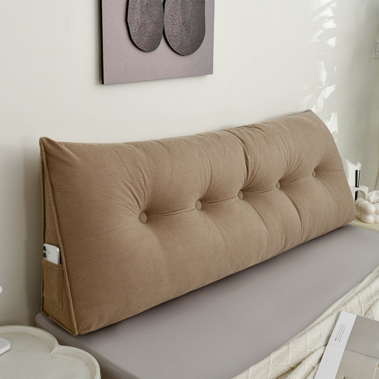 91家纺网 家纺一手货源 找家纺 美达人 2025新款灯芯绒三角靠背 灯芯绒-咖色-三角