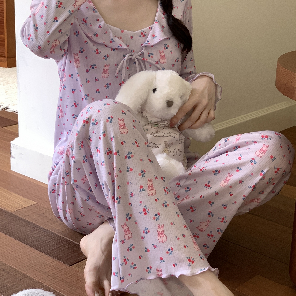 91家纺网 家纺一手货源 找家纺 妍景家居生活馆 2025新款害羞兔兔三件套 紫色