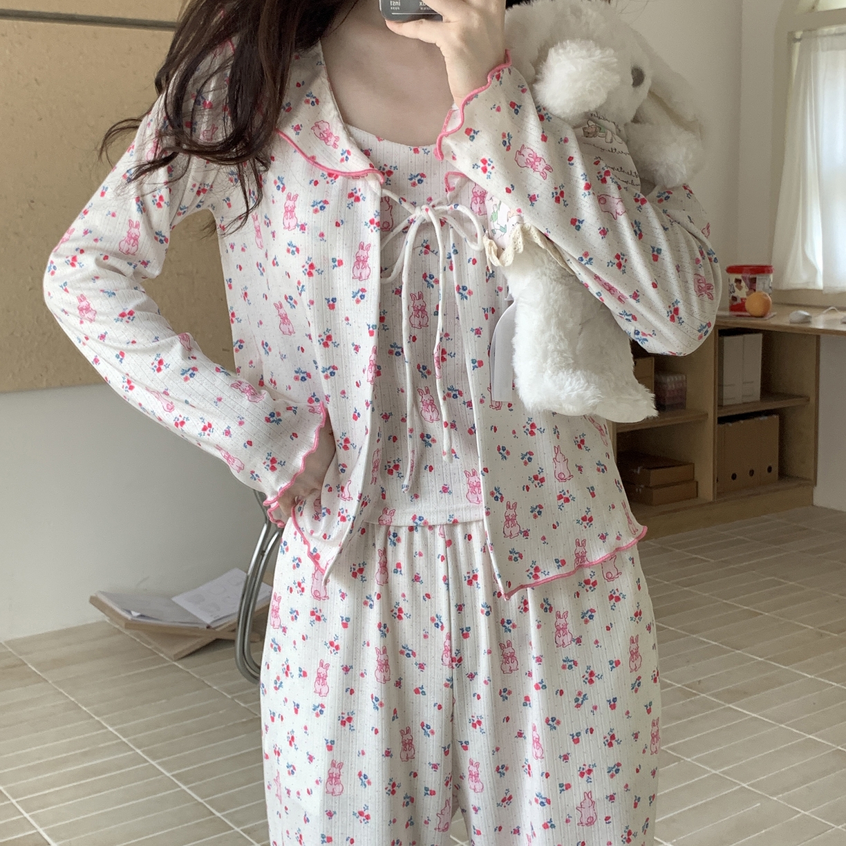 妍景家居生活馆 2025新款害羞兔兔三件套 白色