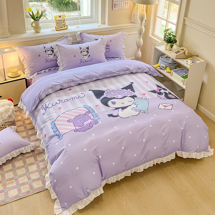 91家纺网 家纺一手货源 找家纺 （总）玉元坊 2025新款三丽鸥全棉纯棉大版花边款床品三四件套第一批 （长期有货 不断货）