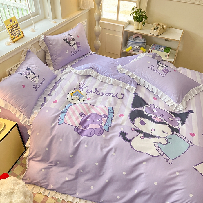 91家纺网 家纺一手货源 找家纺 （总）玉元坊 2025新款三丽鸥全棉纯棉大版花边款床品三四件套第一批 （长期有货 不断货）