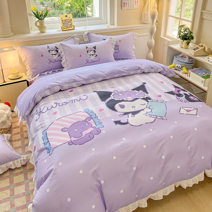 91家纺网 家纺一手货源 找家纺 （总）玉元坊 2025新款三丽鸥全棉纯棉大版花边款床品三四件套第一批 （长期有货 不断货）