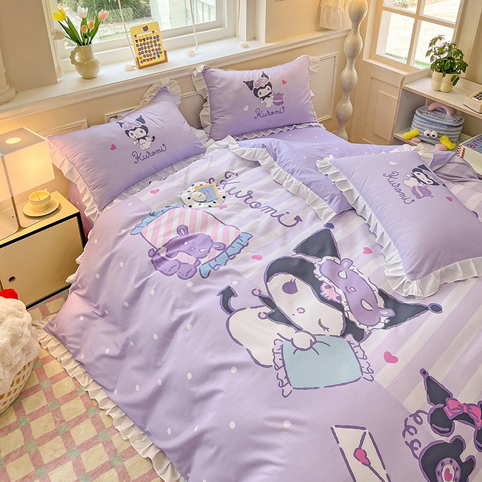 91家纺网 家纺一手货源 找家纺 （总）玉元坊 2025新款三丽鸥全棉纯棉大版花边款床品三四件套第一批 （长期有货 不断货）