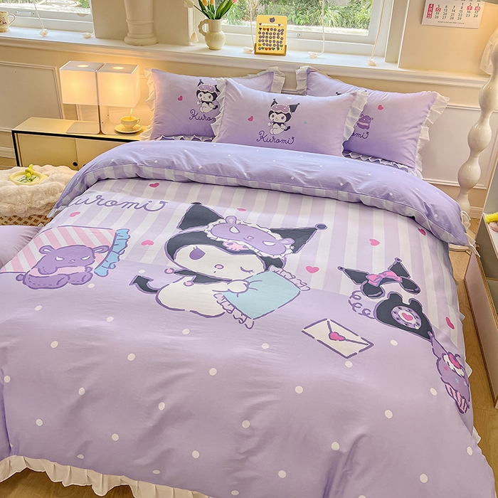 91家纺网 家纺一手货源 找家纺 玉元坊 2025新款三丽鸥全棉纯棉大版花边款床品三四件套第一批 （长期有货 不断货） 大版花边-糖果