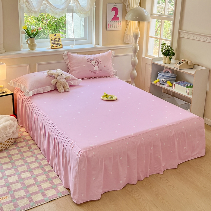 91家纺网 家纺一手货源 找家纺 玉元坊 2025新款三丽鸥全棉纯棉大版花边款床品三四件套第一批 （长期有货 不断货） 大版花边-粉兔草莓