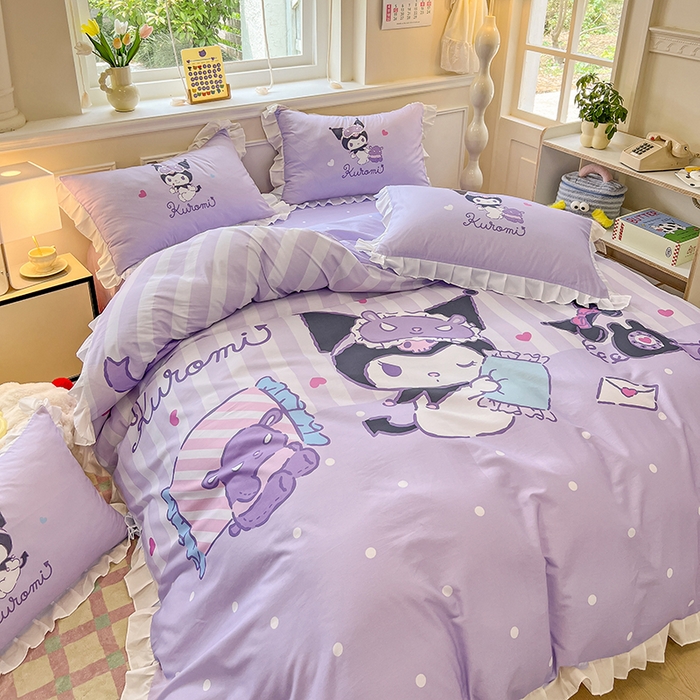 91家纺网 家纺一手货源 找家纺 玉元坊 2025新款三丽鸥全棉纯棉大版花边款床品三四件套第一批 （长期有货 不断货） 大版花边-糖果