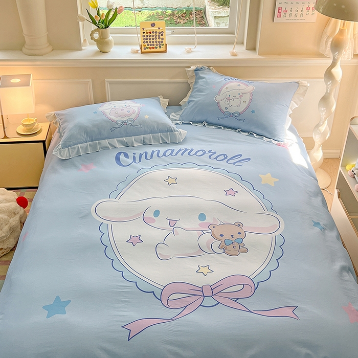 91家纺网 家纺一手货源 找家纺 玉元坊 2025新款三丽鸥全棉纯棉大版花边款床品三四件套第一批 （长期有货 不断货） 大版花边-大耳兔