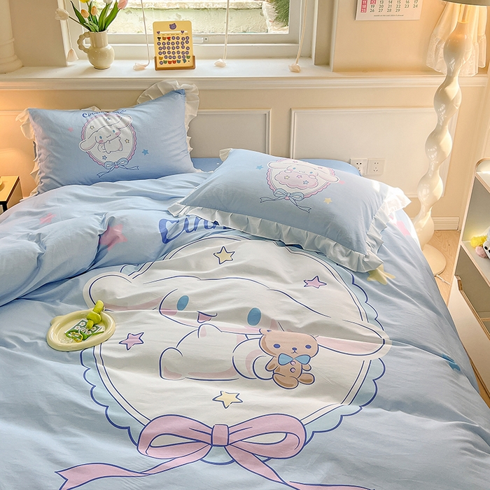 91家纺网 家纺一手货源 找家纺 玉元坊 2025新款三丽鸥全棉纯棉大版花边款床品三四件套第一批 （长期有货 不断货） 大版花边-大耳兔