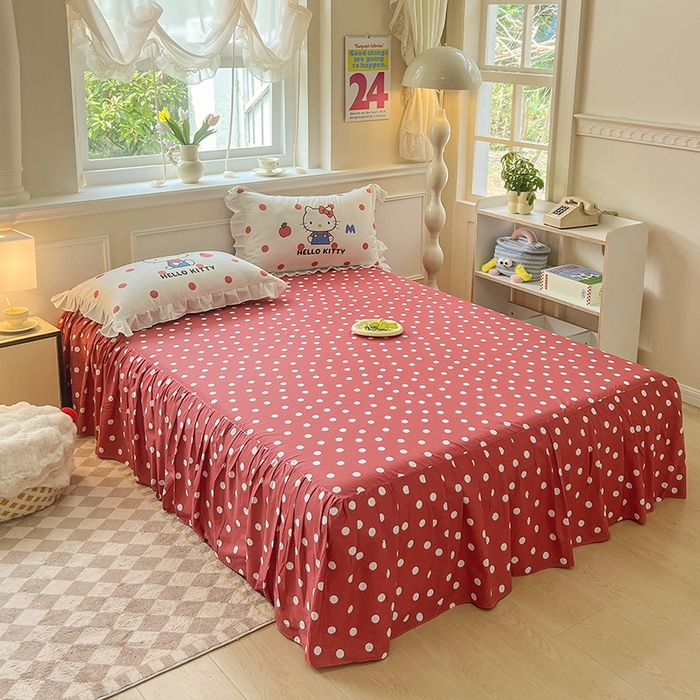 91家纺网 家纺一手货源 找家纺 玉元坊 2025新款三丽鸥全棉纯棉大版花边款床品三四件套第一批 （长期有货 不断货） 大版花边-苹果KT