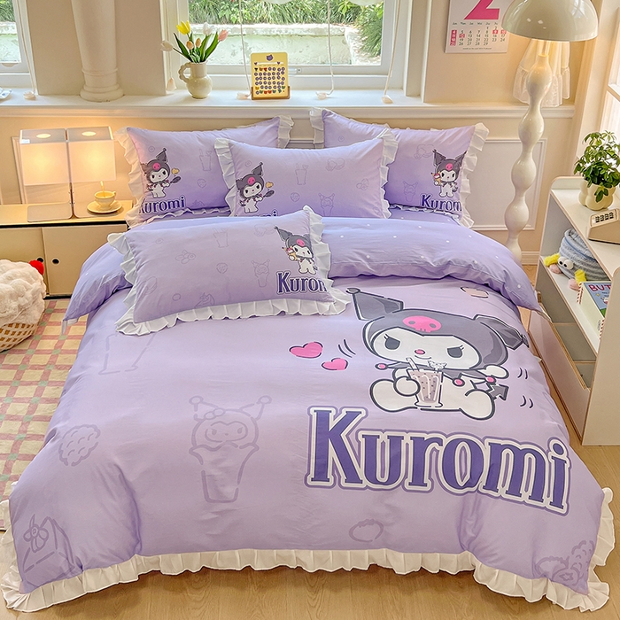 91家纺网 家纺一手货源 找家纺 （总）玉元坊 2025新款三丽鸥全棉纯棉大版花边款床品三四件套第一批 （长期有货 不断货）