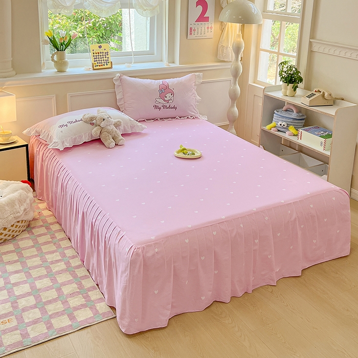 91家纺网 家纺一手货源 找家纺 玉元坊 2025新款三丽鸥全棉纯棉大版花边款床品三四件套第一批 （长期有货 不断货） 大版花边-粉兔亲亲