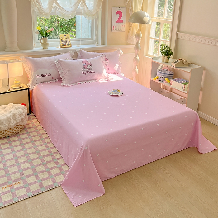 91家纺网 家纺一手货源 找家纺 玉元坊 2025新款三丽鸥全棉纯棉大版花边款床品三四件套第一批 （长期有货 不断货） 大版花边-粉兔亲亲