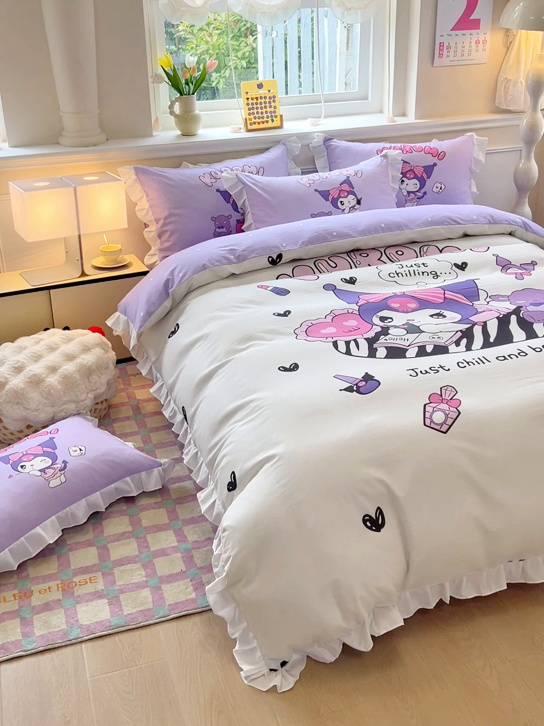 91家纺网 家纺一手货源 找家纺 玉元坊 2025新款三丽鸥全棉纯棉大版花边款床品三四件套第一批 （长期有货 不断货） 大版花边-扑克