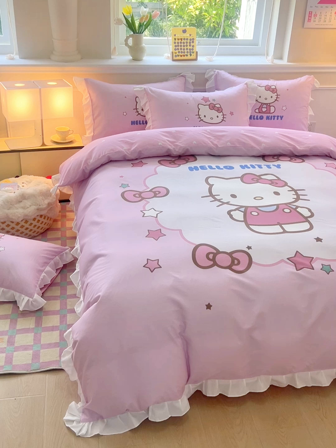 91家纺网 家纺一手货源 找家纺 玉元坊 2025新款三丽鸥全棉纯棉大版花边款床品三四件套第一批 （长期有货 不断货） 大版花边-凯蒂