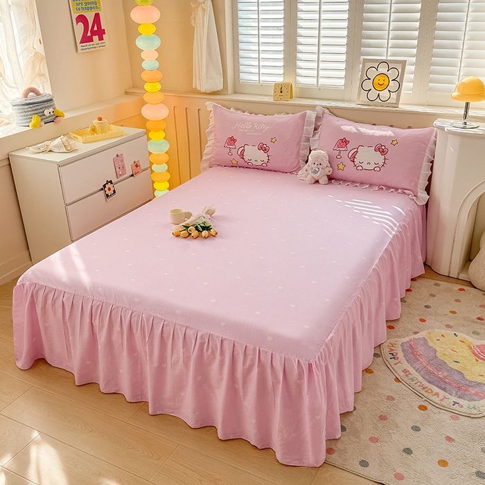 91家纺网 家纺一手货源 找家纺 （总）玉元坊 2025新款三丽鸥全棉纯棉大版花边款床品三四件套第二批 （长期有货 不断货）