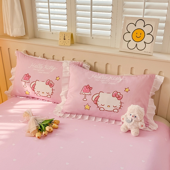 91家纺网 家纺一手货源 找家纺 （总）玉元坊 2025新款三丽鸥全棉纯棉大版花边款床品三四件套第二批 （长期有货 不断货）