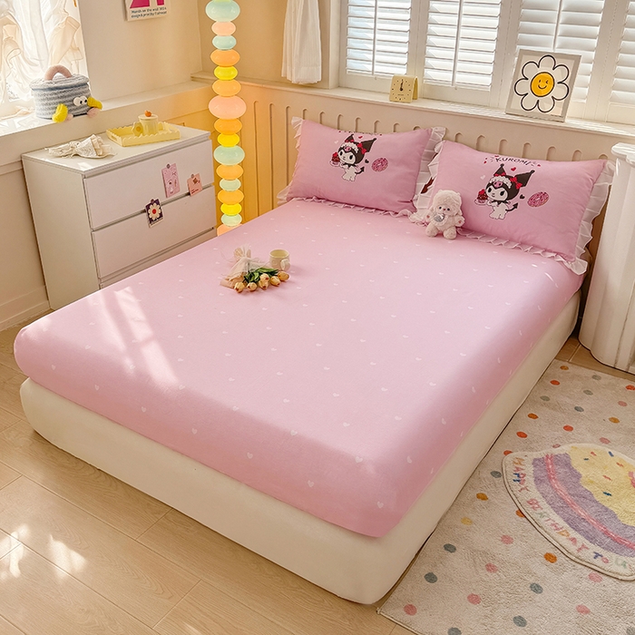 91家纺网 家纺一手货源 找家纺 玉元坊 2025新款三丽鸥全棉纯棉大版花边款床品三四件套第二批 （长期有货 不断货） 花边款-美味库洛米