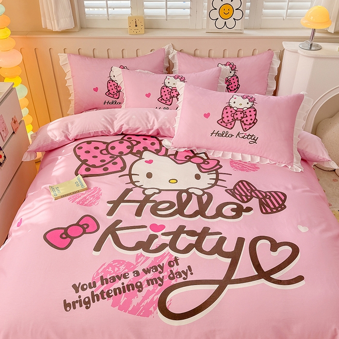 91家纺网 家纺一手货源 找家纺 玉元坊 2025新款三丽鸥全棉纯棉大版花边款床品三四件套第二批 （长期有货 不断货） 花边款-凯蒂宝贝