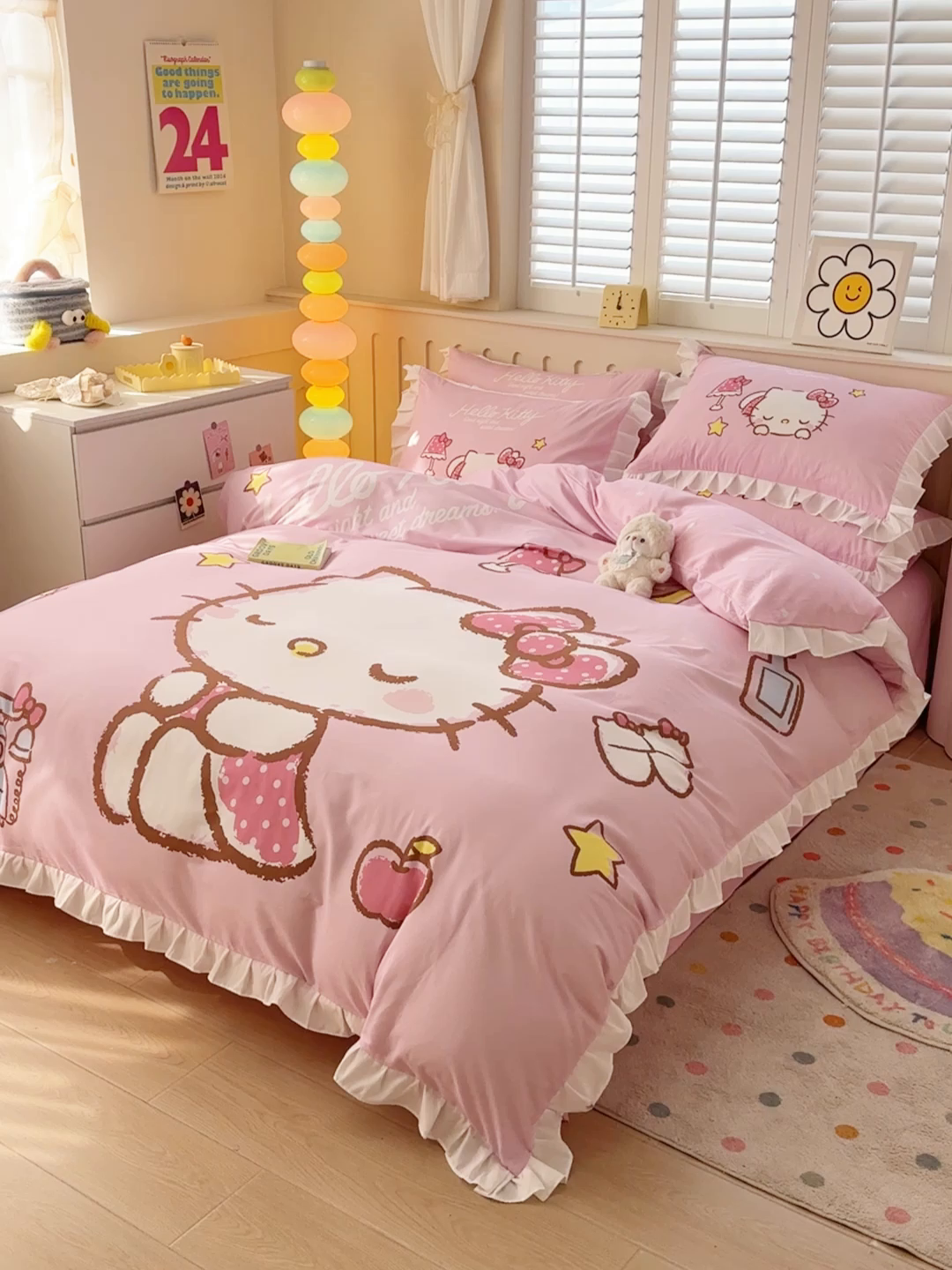 91家纺网 家纺一手货源 找家纺 （总）玉元坊 2025新款三丽鸥全棉纯棉大版花边款床品三四件套第二批 （长期有货 不断货）