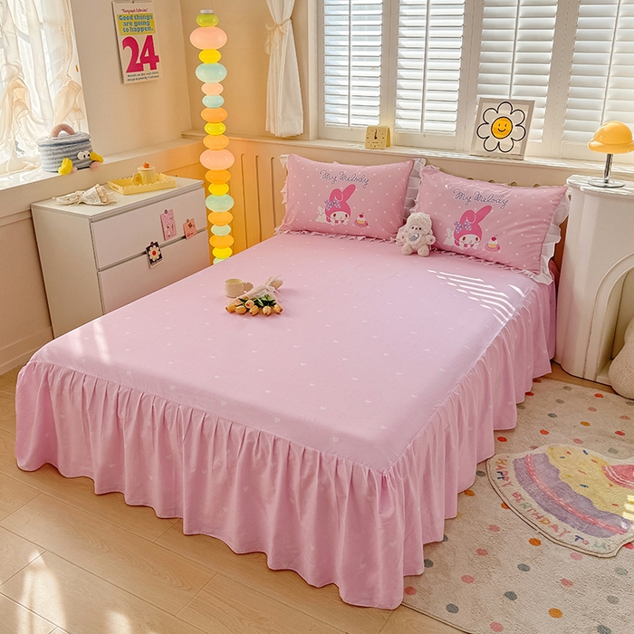 91家纺网 家纺一手货源 找家纺 玉元坊 2025新款三丽鸥全棉纯棉大版花边款床品三四件套第二批 （长期有货 不断货） 花边款-甜品美乐蒂