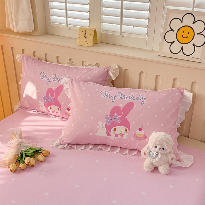 91家纺网 家纺一手货源 找家纺 玉元坊 2025新款三丽鸥全棉纯棉大版花边款床品三四件套第二批 （长期有货 不断货） 花边款-甜品美乐蒂