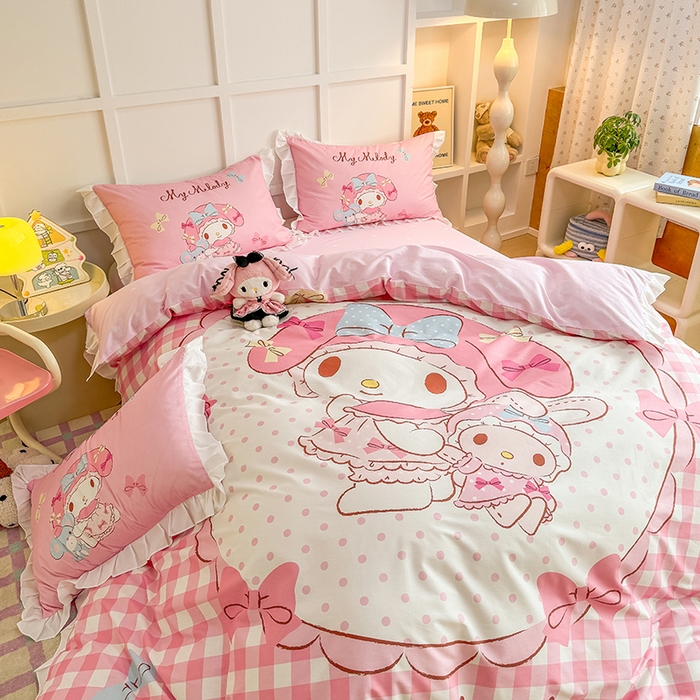 91家纺网 家纺一手货源 找家纺 （总）玉元坊 2025新款三丽鸥全棉纯棉大版花边款床品三四件套第三批（长期有货 不断货）