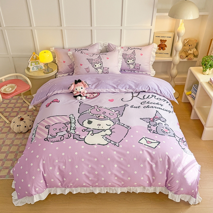 91家纺网 家纺一手货源 找家纺 （总）玉元坊 2025新款三丽鸥全棉纯棉大版花边款床品三四件套第三批（长期有货 不断货）