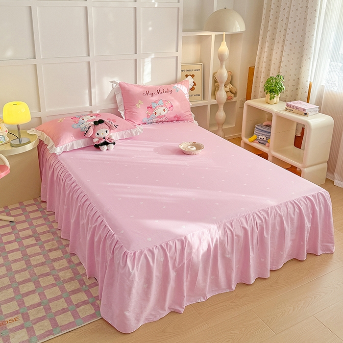 91家纺网 家纺一手货源 找家纺 玉元坊 2025新款三丽鸥全棉纯棉大版花边款床品三四件套第三批（长期有货 不断货） 大版花边-玩偶美乐蒂