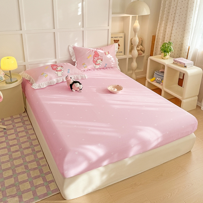 91家纺网 家纺一手货源 找家纺 玉元坊 2025新款三丽鸥全棉纯棉大版花边款床品三四件套第三批（长期有货 不断货） 大版花边-糖果美乐蒂