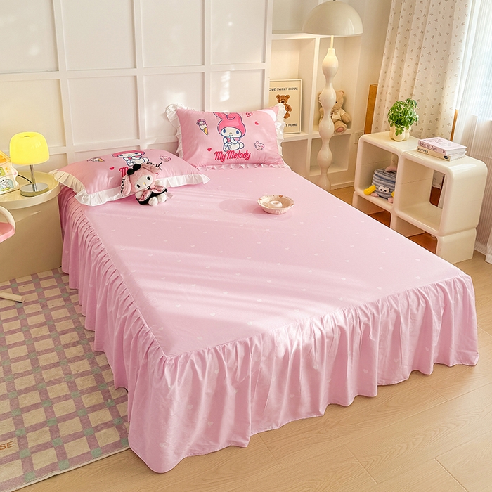 91家纺网 家纺一手货源 找家纺 玉元坊 2025新款三丽鸥全棉纯棉大版花边款床品三四件套第三批（长期有货 不断货） 大版花边-甜筒美乐蒂