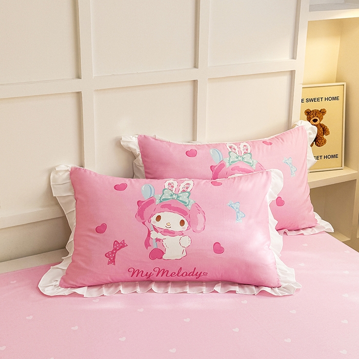 91家纺网 家纺一手货源 找家纺 玉元坊 2025新款三丽鸥全棉纯棉大版花边款床品三四件套第三批（长期有货 不断货） 大版花边-甜心美乐蒂