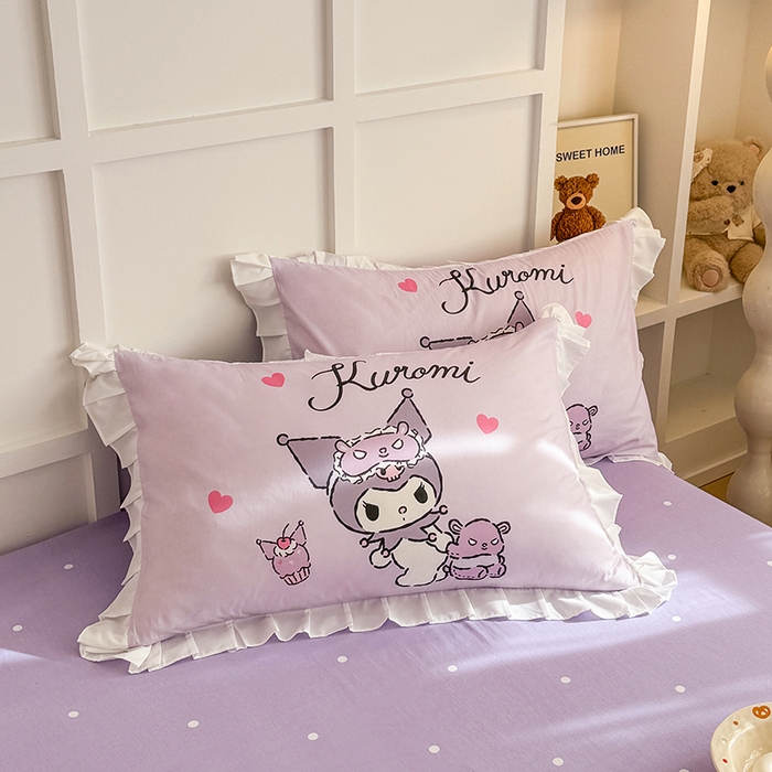 91家纺网 家纺一手货源 找家纺 玉元坊 2025新款三丽鸥全棉纯棉大版花边款床品三四件套第三批（长期有货 不断货） 大版花边-晚安库洛米