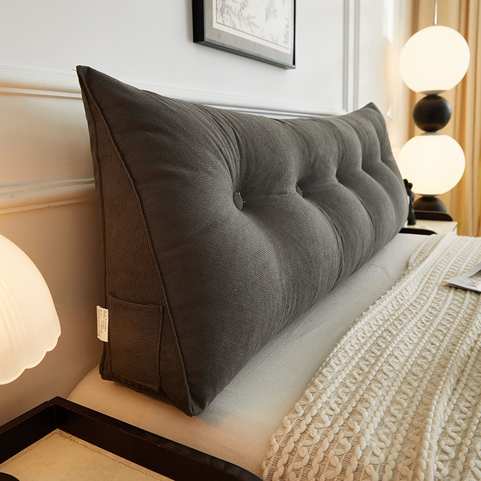 91家纺网 家纺一手货源 找家纺 艺菲阁家纺 2025新款竹节绒床头靠背 狼烟灰