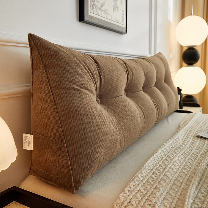 91家纺网 家纺一手货源 找家纺 艺菲阁家纺 2025新款竹节绒床头靠背 复古棕