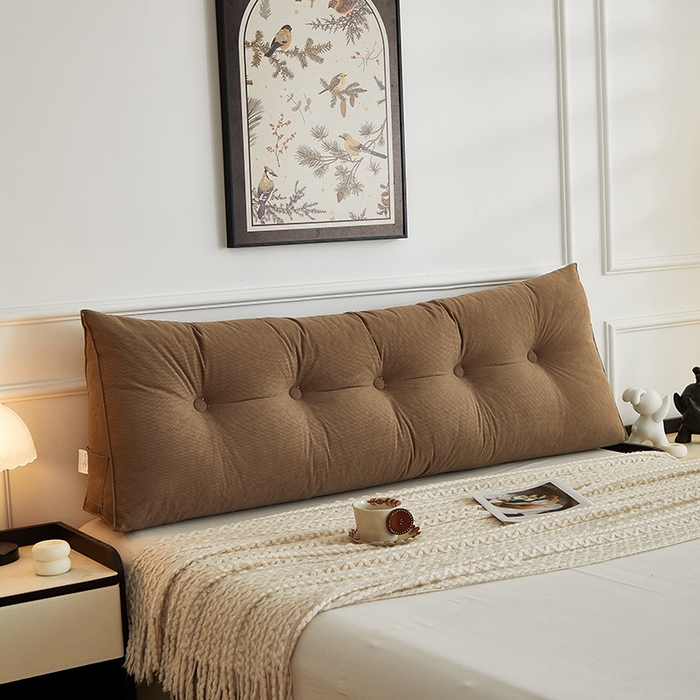 91家纺网 家纺一手货源 找家纺 艺菲阁家纺 2025新款竹节绒床头靠背 复古棕