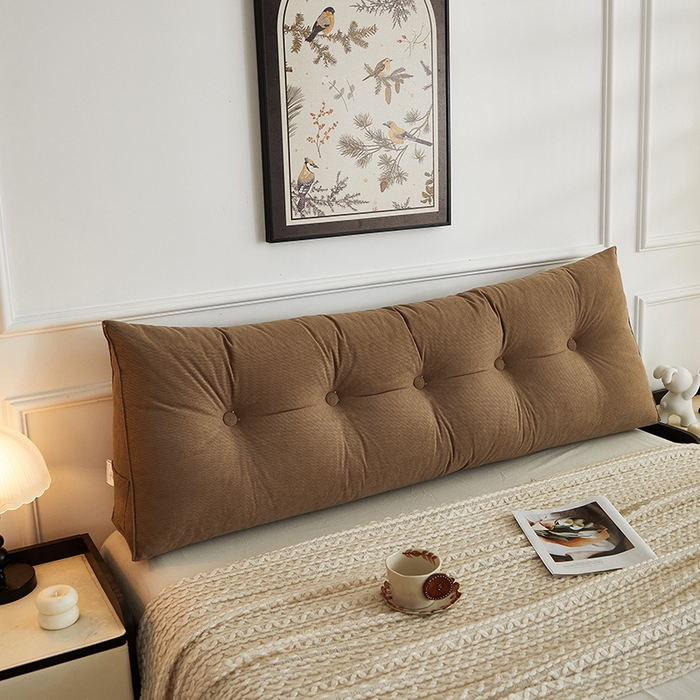 91家纺网 家纺一手货源 找家纺 艺菲阁家纺 2025新款竹节绒床头靠背 复古棕