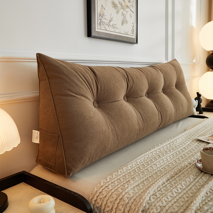 91家纺网 家纺一手货源 找家纺 艺菲阁家纺 2025新款竹节绒床头靠背 复古棕