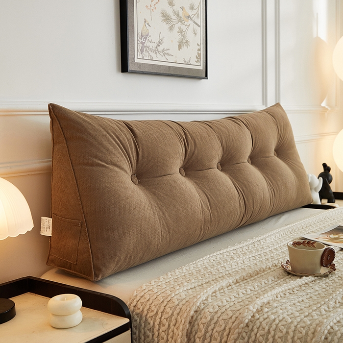 91家纺网 家纺一手货源 找家纺 艺菲阁家纺 2025新款竹节绒床头靠背 复古棕