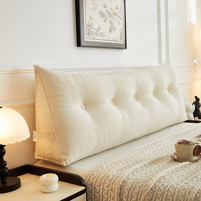 91家纺网 家纺一手货源 找家纺 艺菲阁家纺 2025新款竹节绒床头靠背 奶油白
